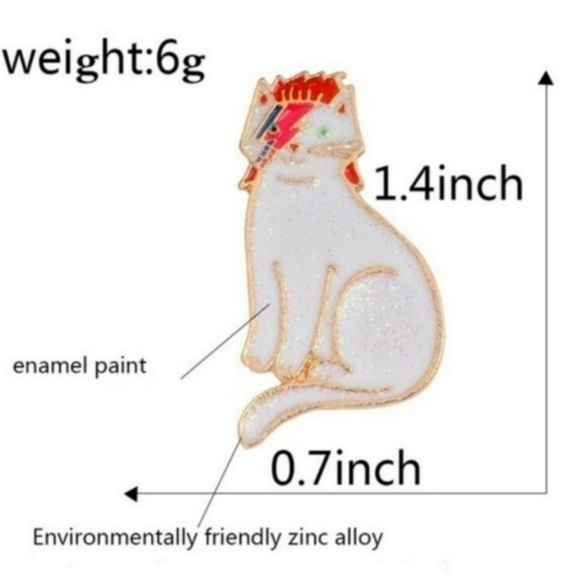 David Bowie Ziggy Stardust Kitty Cat Pin Badge - Picture 4 of 5